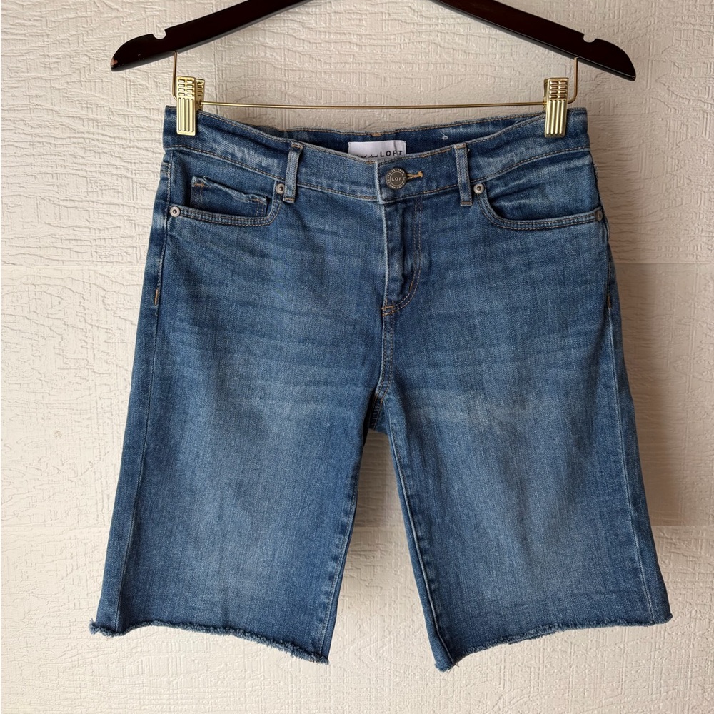 LOFT Raw Hem Bermuda Denim Shorts Size 26
